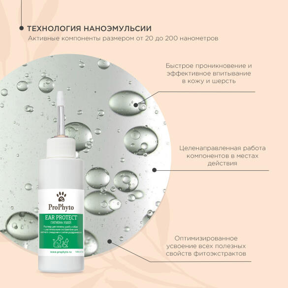 Лосьон Ear Protect ProPhyto для чистки ушей собак с противовоспалительными свойствами, 100 мл