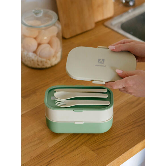 Ланч-бокс Арктика Зелёный/Бежевый, 1350мл