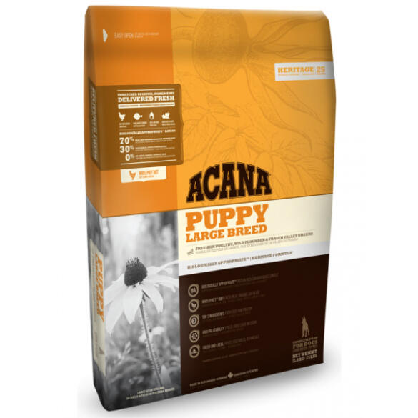 11,4кг Корм ACANA PUPPY LARGE BREED беззерновой для щенков крупных пород