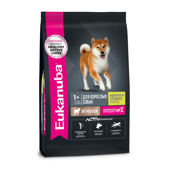 0,8кг Корм Eukanuba DOG Adult Small для взрослых собак мелких и средних пород с Ягненком