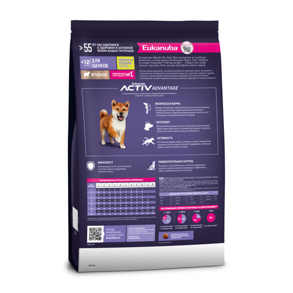 0,8кг Корм EUKANUBA для щенков мелких и средних пород с Ягненком
