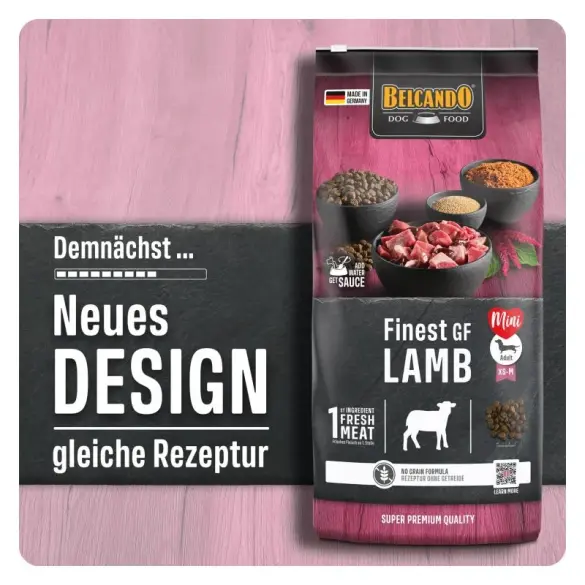 1кг Корм Belcando Finest GF Lamb для взрослых собак мелких и средних пород с чувствительностью к зерновым с Ягнёнком
