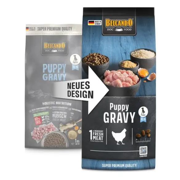 4кг Корм Belcando Puppy Gravy для щенков всех пород до 4 месяцев и для молодых собак мелких пород старше этого возраста с Птицей