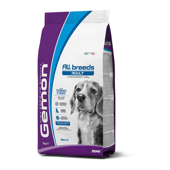 3кг Корм Gemon Dog Adult All breeds TUNA / RICE для взрослых собак всех пород с Тунцом и рисом (дефект упаковки)
