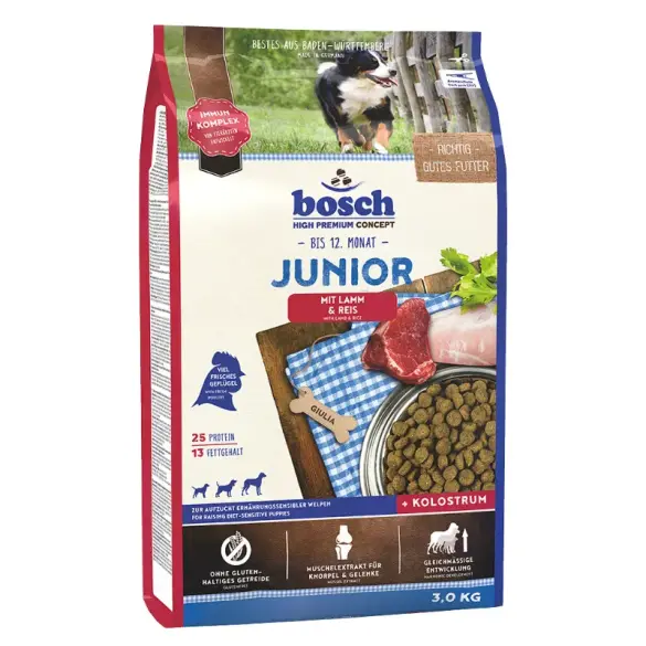 3кг Корм Bosch Junior для щенков всех пород с Ягненком и рисом