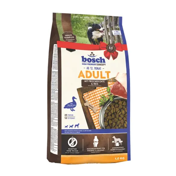 1кг Корм Bosch Adult для взрослых собак всех пород с Уткой и рисом