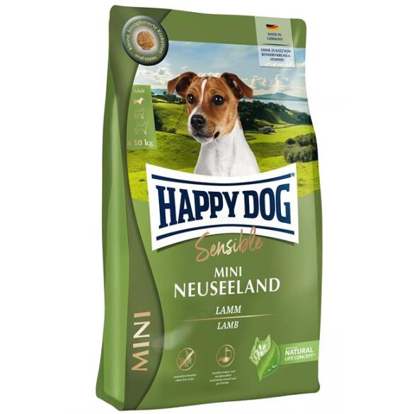 0,8кг Корм Happy Dog Mini Neuseeland: Lamm&Reis 24/12 гипоаллергенный для взрослых собак мелких пород с чувствительным пищеварением с Ягнёнком и рисом