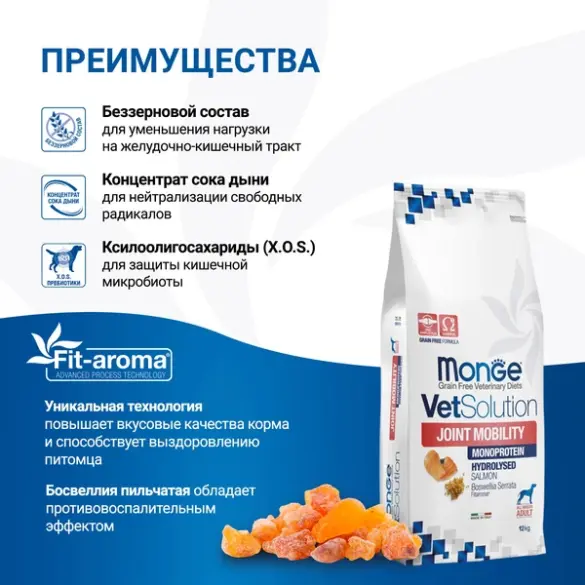 12кг Корм Monge VetSolution Dog Joint Mobility Ветеринарная диета для собак и щенков при заболеваниях суставов