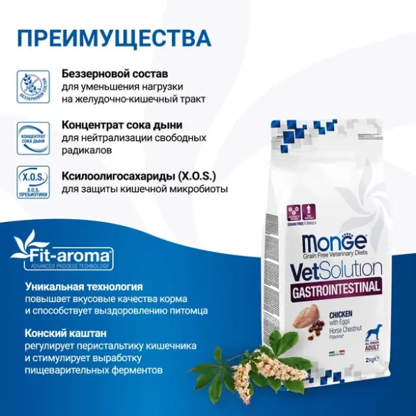 Корм в развес Monge VetSolution Dog Gastrointestinal Ветеринарная диета для собак с заболеваниями ЖКТ, 1кг