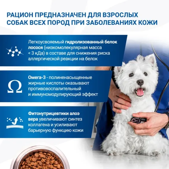 Корм в развес Monge VetSolution Dog Dermatosis Ветеринарная диета для собак с заболеваниями кожи, 1кг