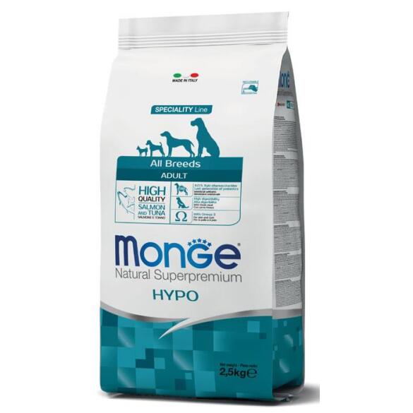2,5кг Корм Monge Dog SP HYPO Adult Salmon/Tuna гипоаллергенный для взрослых собак всех пород с Лососем и тунцом