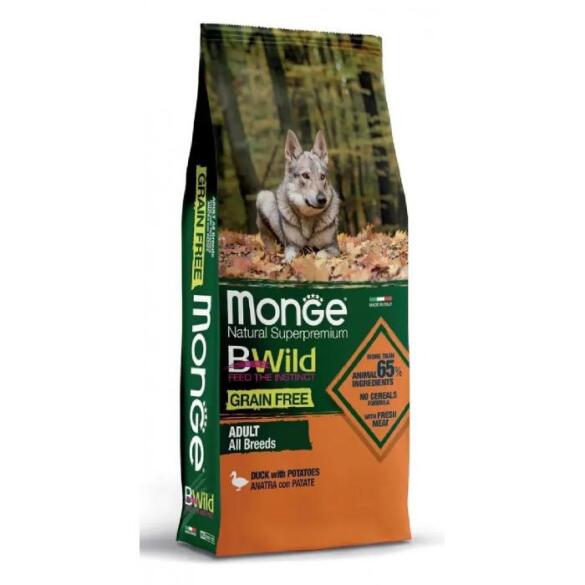 15кг Корм Monge Dog BWild Grain Free Adult Duck/Potatoes беззерновой для взрослых собак всех пород с Уткой и картофелем