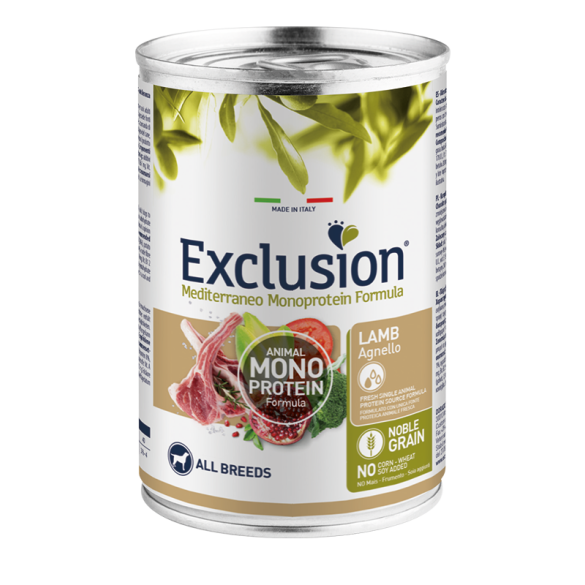 400гр Kонсервы Exclusion Monoprotein Formula Lamb для собак всех пород с Ягненком (срок до 17.08.2026)