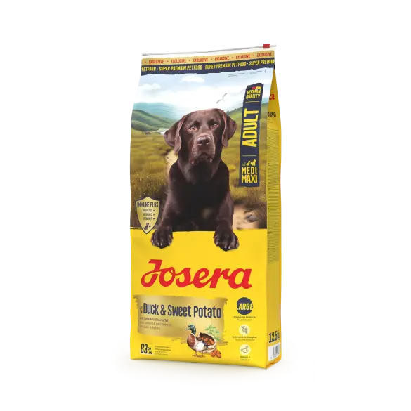 12,5кг Корм Josera Adult with Duck&Sweet Potato (Medium/Maxi 26/15) для взрослых собак всех пород с пищевой аллергией на злаки с Уткой и сладким картофелем