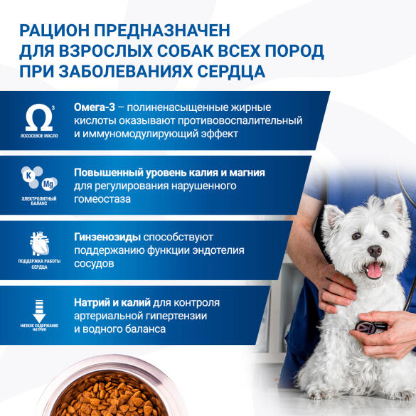 2кг Корм Monge VetSolution Dog Cardiac Вет. диета для собак с заболеваниями сердца