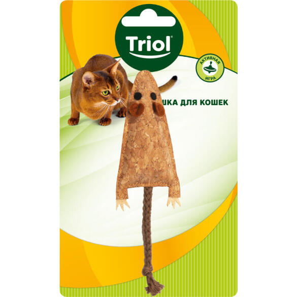 Игрушка Triol для кошек из пробки "Мышка с хвостиком", 90/175мм