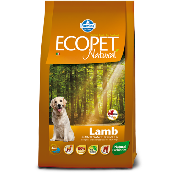 12кг Корм Farmina Ecopet Natural Lamb Mini для взрослых собак мелких пород с Ягнёнком
