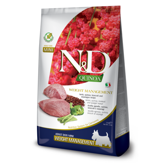 0,8кг Корм Farmina N&D Grain Free Quinoa Dog Digestion Lamb, Fennel Adult Mini беззерновой для взрослых собак мелких пород для поддержки пищеварения с Ягненком, киноа и фенхель