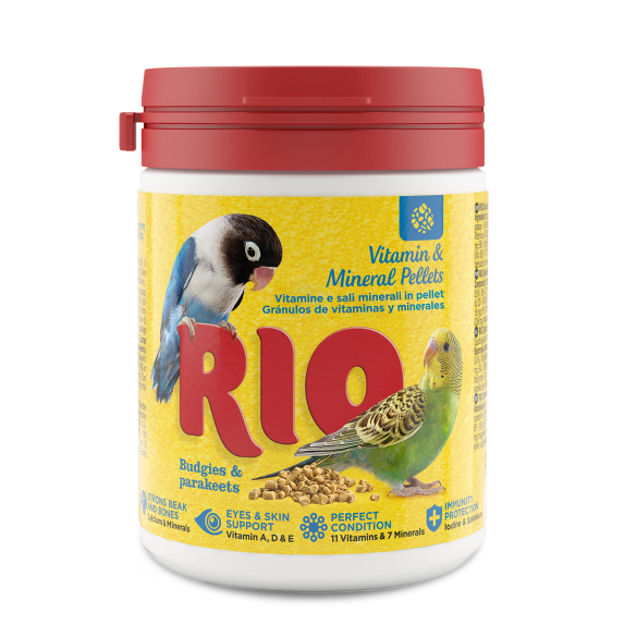 120г Витаминно-минеральные гранулы RIO для волнистых и средних попугаев (срок до 30.08.2026)