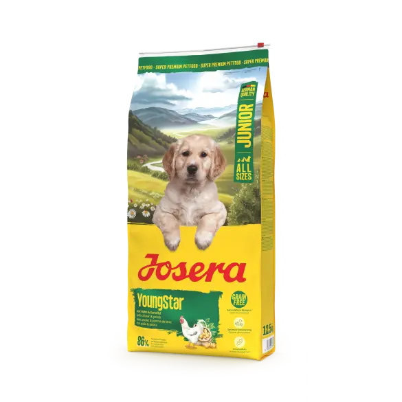 12,5кг Корм Josera YoungStar (Junior 25/13) беззерновой корм для щенков и молодых собак с мясом домашней Птицы и картофелем