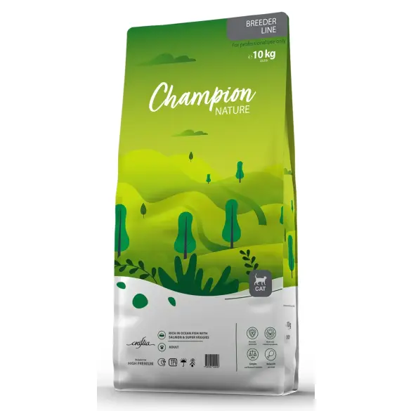 10кг Корм Craftia Craftia Champion Nature Premium Adult Cat для взрослых кошек с Океанической рыбой, лососем и овощами
