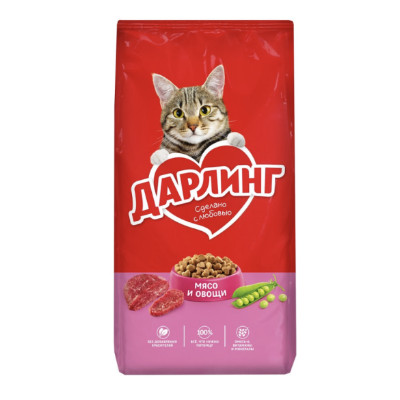 1,75кг Корм DARLING для кошек, Мясо с овощами