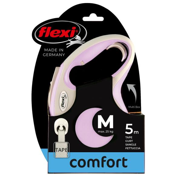 Поводок-рулетка Flexi NEW COMFORT для собак ременной Розовый M, 5м (25кг)