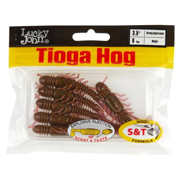 Виброхвост съедобный Lucky John Pro Series TIOGA HOG 3.5in 89мм S14 (6шт)