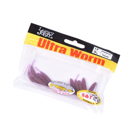 Слаги съедобные Lucky John Pro Series Ultraworm 1.4in 35мм S13 (12шт)