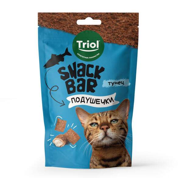 30г Лакомство Triol Snack Bar для кошек Мини-подушечки с начинкой из Тунца
