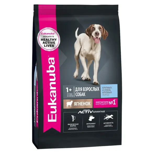 3кг Корм Eukanuba DOG Adult Large Lamb для собак крупных пород с Ягнёнком