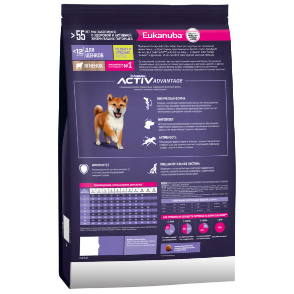 3кг Корм Eukanuba DOG Puppy Small & Medium Lamb для щенков мелких и средних пород с Ягнёнком