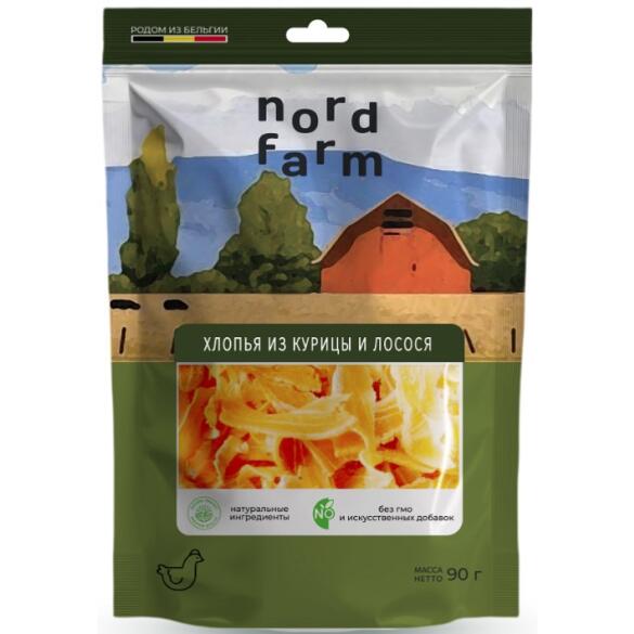 90г Лакомство Nord Farm для кошек Хлопья из Курицы и Лосося