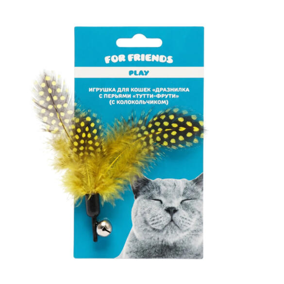 Игрушка For Friends для кошек Тутти-Фрути дразнилка из перьев на петле для удочки