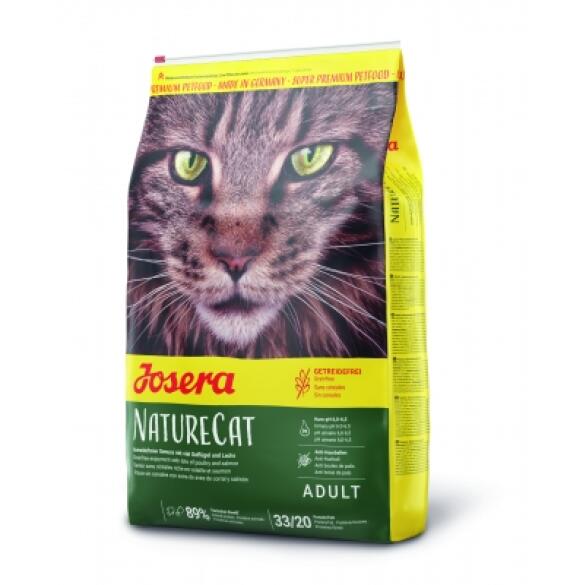 10кг Корм Josera NatureCat (Adult Sensitive 33/20) беззерновой для кошек с чувствительным пищеварением и котят от 6 месяцев с домашней Птицей и Лососем