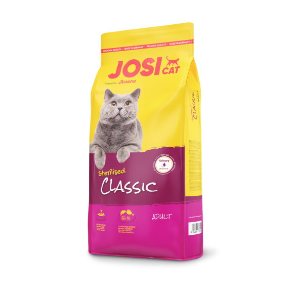 Корм JosiCat Sterilised Classic (Adult 32/10) для взрослых кошек, со всеми необходимыми питательными веществами, высококачественной Рыбой, лосось 4%