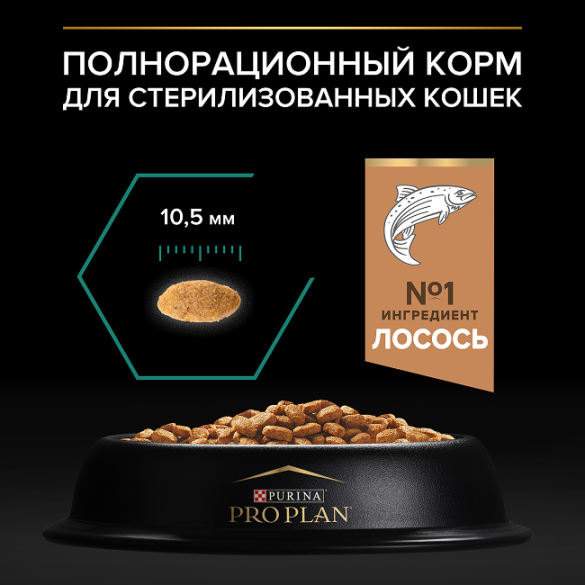 1,5кг Корм PRO PLAN Sterilised Renal Plus для поддержания здоровья почек у стерилизованных кошек с Лососем