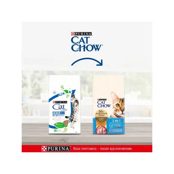 400гр Корм CAT CHOW для взрослых кошек 3в1