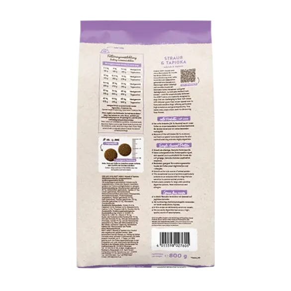 0,8кг Корм Bosch Soft Adult Ostrich & Tapioca полувлажный для взрослых собак всех пород со Страусом и тапиокой