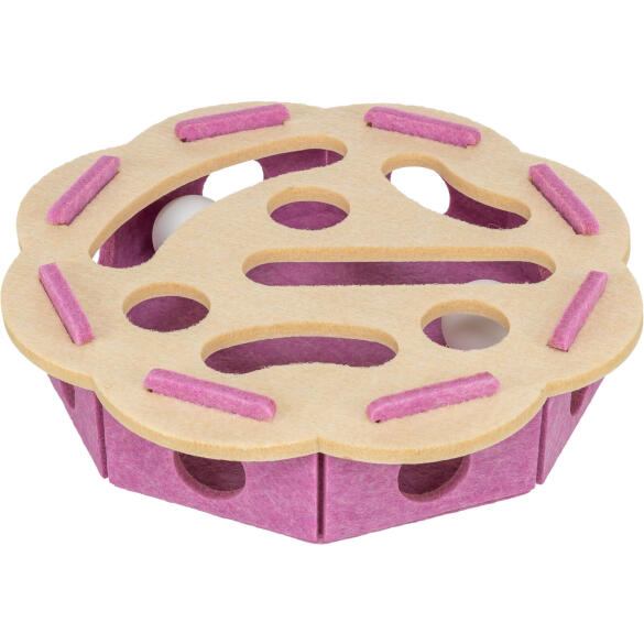 Игрушка Trixie Hole'n'Roll Flower для кошек из фетра развивающая Розовая с Бежем, 30*7,5см