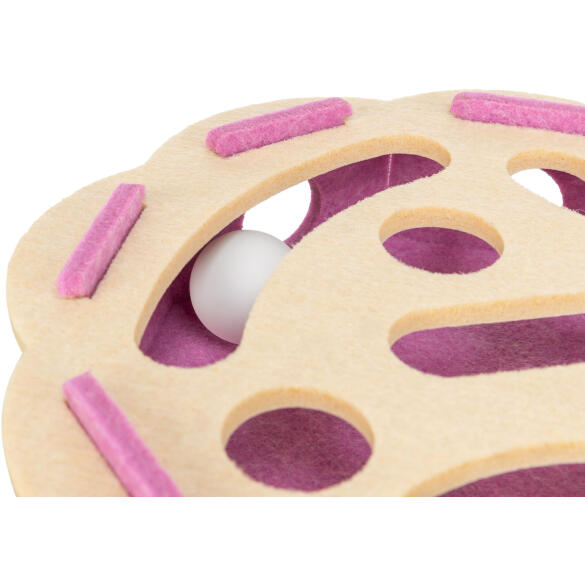 Игрушка Trixie Hole'n'Roll Flower для кошек из фетра развивающая Розовая с Бежем, 30*7,5см