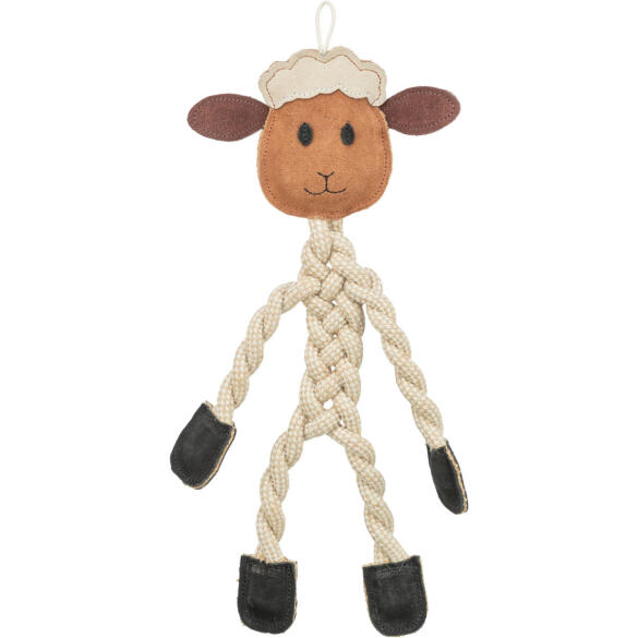 Игрушка Trixie для собак из натуральной кожи "Овечка из верёвок" Коричневая, 42см