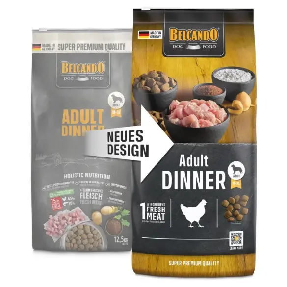 12,5кг Корм Belcando Adult Dinner для взрослых собак любых пород с нормальным уровнем активности с Птицей