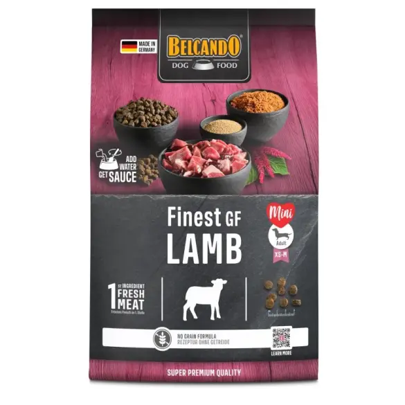 4кг Корм Belcando Finest GF Lamb для взрослых собак мелких и средних пород с чувствительностью к зерновым с Ягнёнком