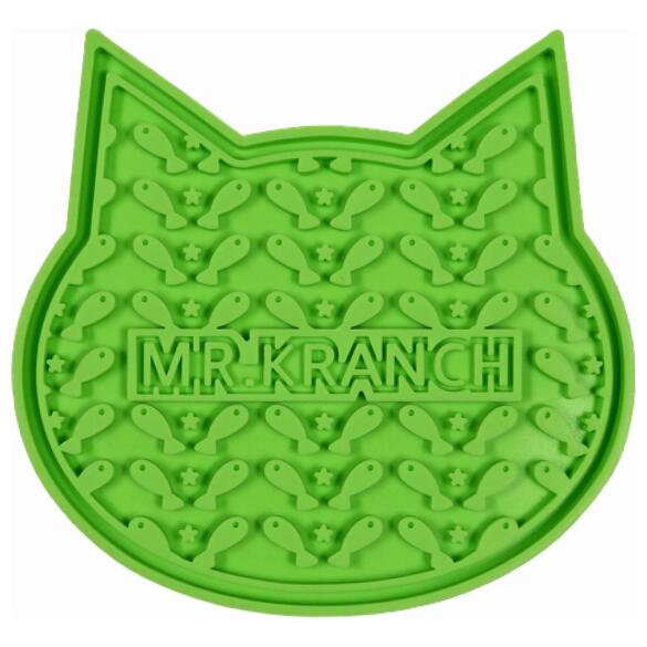 Лизательный коврик Mr.Kranch для медленного поедания силиконовый на присосках Зелёный, 12*12см