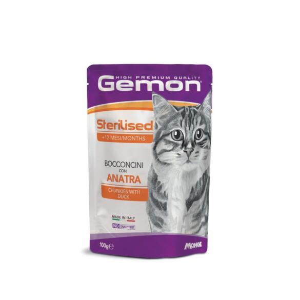 100г Влажный корм Gemon Sterilised Chunkies with Duck для стерилизованных кошек с Уткой