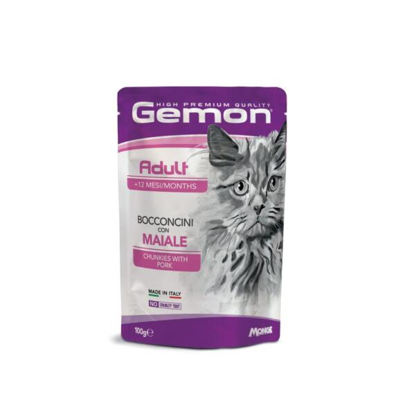 100г Влажный корм Gemon Cat Adult Chunkies withe Pork для взрослых кошек со Свининой
