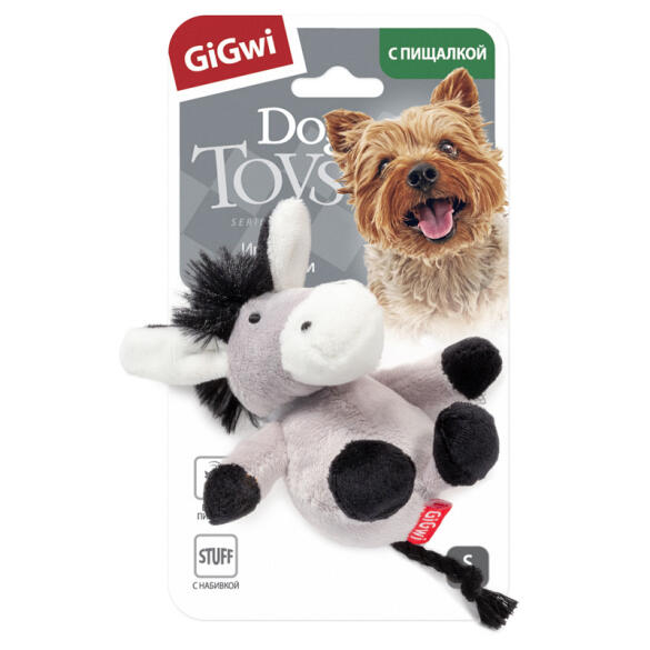 Игрушка Gigwi PLUSH FRIENDZ для собак Ослик с пищалкой, 10см