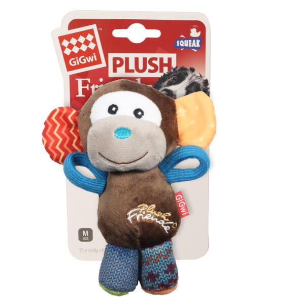 Игрушка Gigwi PLUSH FRIENDZ для собак Обезьянка с пищалкой, 16см