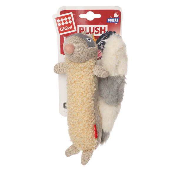 Игрушка Gigwi PLUSH FRIENDZ для собак Енот с пищалкой, 17см